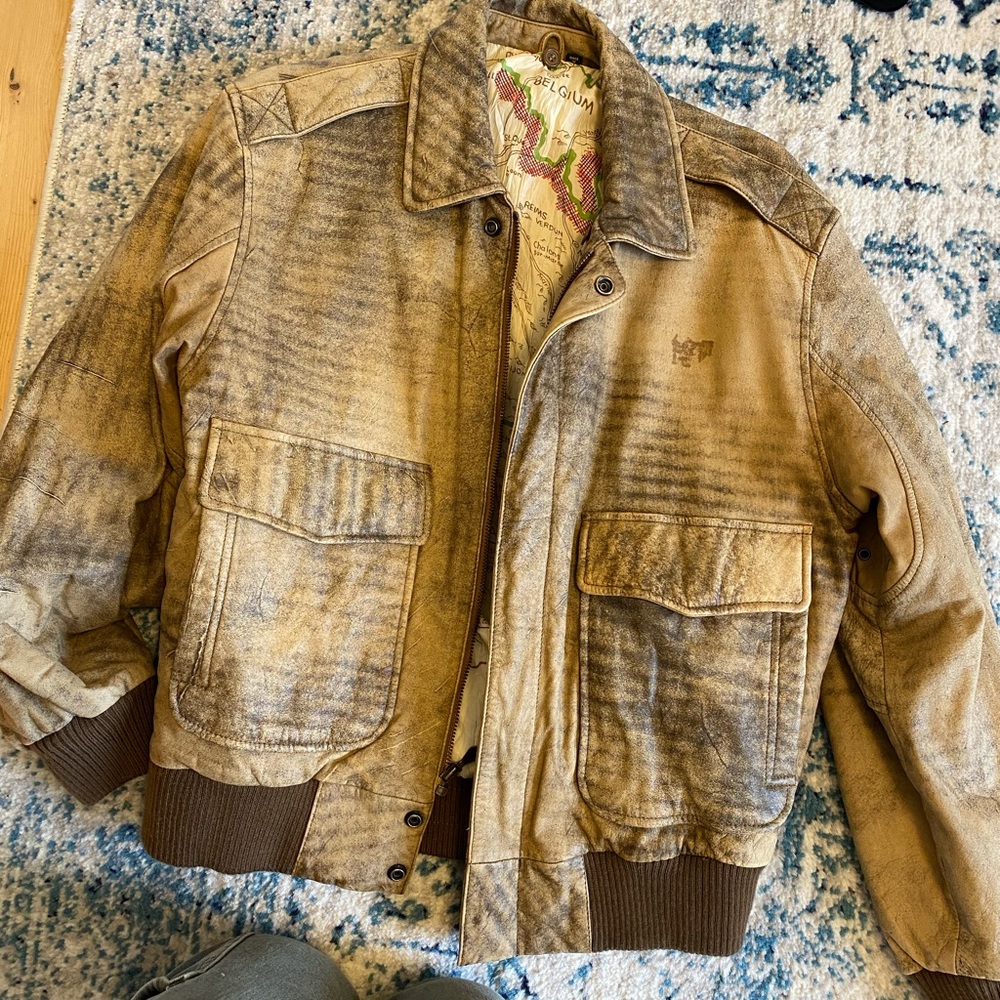 Super unique vintage jacket with map of occupied France in ww2 on the lining